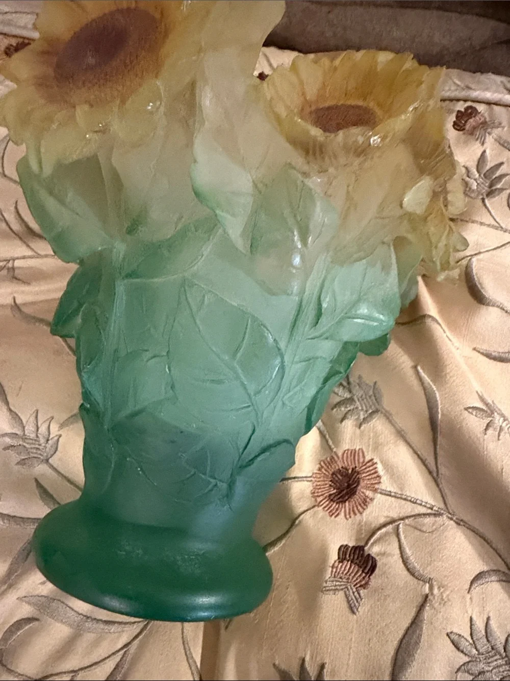 Reproduction of Daum Style Pate de Verre Sunflower Vase